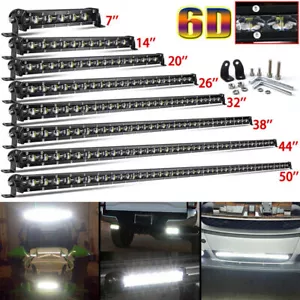 7/14/20/26/32/38/44/50 6D Slim LED Light Bar Single Row Off Road SUV ATV Truck - Picture 1 of 19