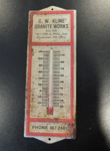 C.W. Kline Granit Works Phila Ave Boyertown PA Vintage Werbethermometer - Bild 1 von 6