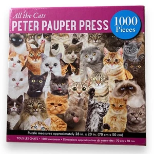 All The CATS Peter Pauper Press JIGSAW PUZZLE 1000 Piece 28”x20”Funny Cute NEW - Picture 1 of 10