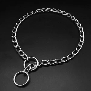 Chrome Dog Chain Collar Metal P Chock Dog Training Stainless Steel Medium Large - Picture 1 of 13