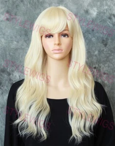 Peluca rubia clara larga en capas suelta ondulada calor OK mezcla cabello humano EVBI 613 - Imagen 1 de 8