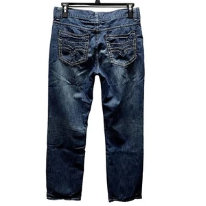 Helix Jeans Mens 32x32 Actual 34x32 Straight Whisker Front Grunge Y2K Denim - Picture 1 of 8