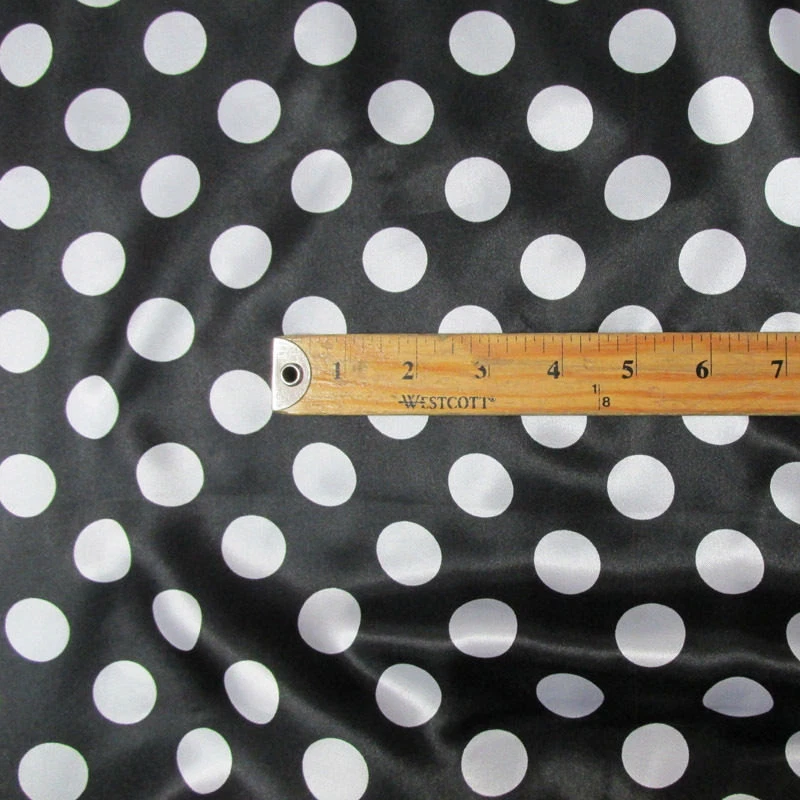 Negro Blanco Pequeño Lunares Charmeuse Tela 58" AMPLIO  Foto 1 de 1