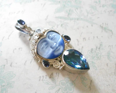 Colgante Sterling Sajen Mystic Topacio & Blue Topacio Moonface RE74 Foto 1 de 4