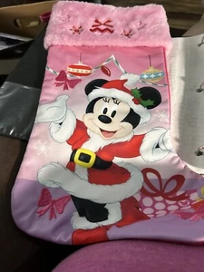 Disney Christmas Stocking Minnie Mouse Santa Plush Pink - Picture 1 of 1