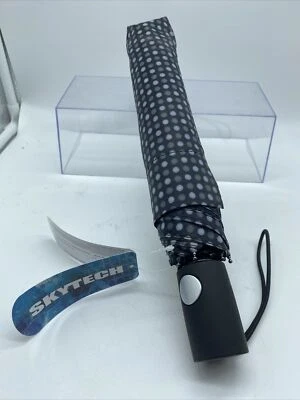 Black White Polka Dot SkyTech FOLDING UMBRELLA RT-852 RAINTECH Automatic Mini - Image 1 of 3