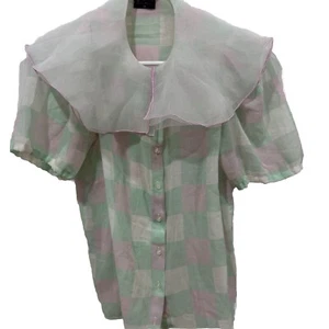 C&A Your Sixth Sense 38 Top Cuello Babero Vintage Cuadros Primavera - Imagen 1 de 8