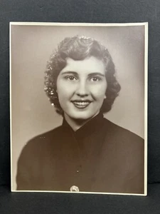 Vintage Sepia Photo Beautiful Woman Dark Hair Olive Skin 8x10 Classic Beauty - Picture 1 of 3