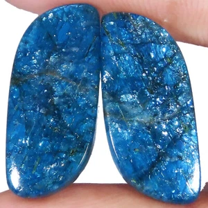 natural APATITE matched pair cabochon loose gemstone 27.25 Cts. (11x25x3 mm) - Picture 1 of 6