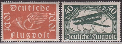 ✠Germany Stamps Deutsches Reich 1919 Flugpost 10/40Pf. Mi. Nr. 111a/112a MNH** - Image 1 of 2