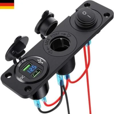 KFZ Dual USB Ladegerät Schalter,USB Steckdose 12V Wohnmobil Einbau mit Voltmeter - Bild 1 von 4