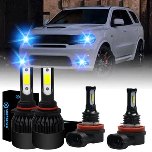 For Dodge Durango 2014 2015 - 4PC 8000K Blue LED Headlights + Fog Lights Bulbs - Picture 1 of 9