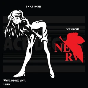 Evangelion - Paquete de 2 - Asuka - Logo Nerv - Anime Laptop Coche Vinilo Calcomanía Adhesiva - Imagen 1 de 2