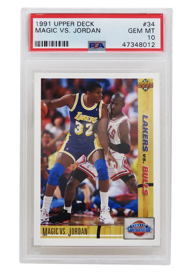 Michael Jordan vs Magic Johnson 1991-92 Upper Deck #34 Card - PSA 10 (New Label) - Image 1 of 1
