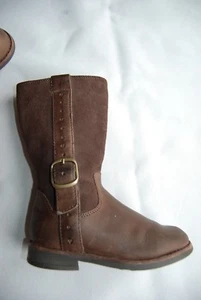 Dark Brown Suede & Leather Side Zip CLARKS Boots w/Strap & Buckle Toddler 7.5 W - Picture 1 of 7