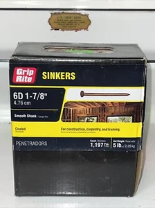 Grip-Rite 6CTDSKR5 Vinyl Steel 13 ga. Round Head Sinker Nail #6D x 1-7/8 L in. - Picture 1 of 3