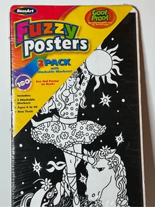 RARE Roseart Fuzzy Poster Ballerina Unicorn 2 Pack Vintage 2002 No Markers - Picture 1 of 6