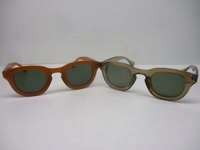 Sunglasses 2 Pair Lot Unisex Blonde G 15 Brown G 15 Trendy Classic Retro Cases - Image 1 of 4