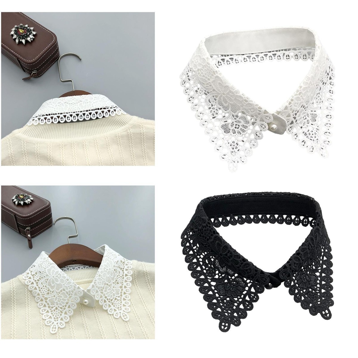 Colletto Staccabile Donna In Cotone Bianco - Accessorio Moda Per Abiti E Maglioni - Foto 9