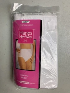 1992 Women Hanes Her Way Cotton Brief Underwear 3 Pair Size 9 White New Vintage - Picture 1 of 9
