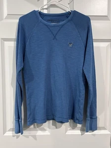 American Eagle Men's Blue Waffle Knit Thermal Shirt Long Sleeve Regular Size M - Picture 1 of 9