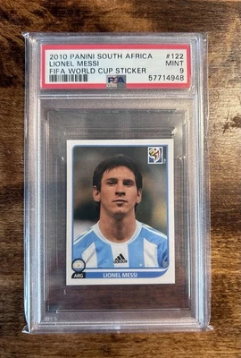Pegatina Copa Mundial Lionel Messi Panini 2010 #122 PSA 9 Foto 1 de 2