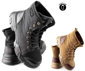 Mens Lightweight Safety Steel Toe Lace Combat Work Hiking Ankle Boots Shoes Size - Picture 1 of 14