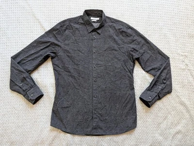 J.Lindeberg Shirt Mens Medium Dark Gray Melange Dani Slim Fit Button Up Casual - Image 1 of 4