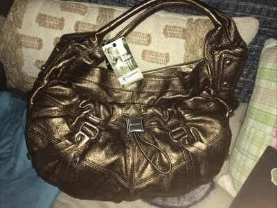 B. Makowsky 金属青铜哈瓦那皮革手提包 全新带标签 — 第 1/4 张图片