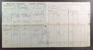 1920 Midland Railway Birmingham Lawley St to Knottingley via Openshaw Invoice - Picture 1 of 3