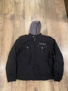 Harley Davidson Motorcycles Black Jacket Willie G Skull Logo Hooded Mens L Tall - Picture 1 of 9