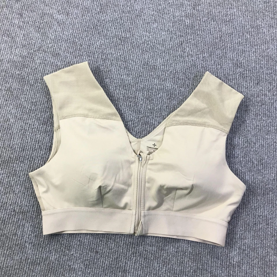 Sujetador deportivo Tommie cobre soporte para hombros grande gimnasio ropa deportiva cremallera frontal beige Foto 1 de 4