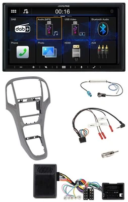 Alpine Bluetooth 2DIN Lenkrad DAB USB Autoradio für Opel Astra J ab 2009 Titangr - Bild 1 von 4