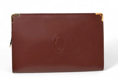 Bolso clutch Cartier auténtico imprescindible de cuero para hombre Burdeos L1000060 Foto 1 de 4