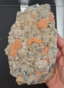 Barita rosa-naranja con calcita, vllt. otros, ¡espectáculo!! ca 1,8kg, 17x10cm - Imagen 1 de 14