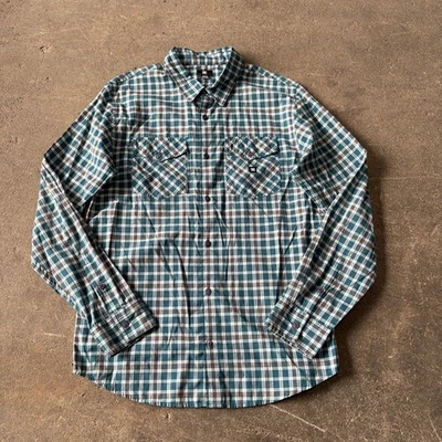 DC Plaid Plaid Shirt Mens M Blue Green Skater Button Up Long Sleeve Two Pocket - Image 1 of 4