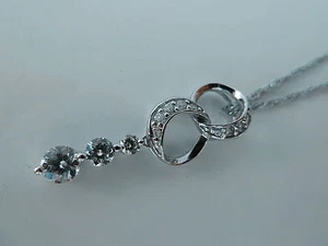 Colgante/collar/cadena de plata esterlina 925, piedras circulares de calidad grado AAAAA, nuevo con etiquetas - Imagen 1 de 8