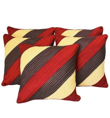 Handmade Striped Patch Quilted   Polyester Cover Case Home Sofa Decor 16" X16" - Image 1 of 4