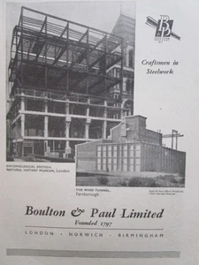 10/1945 PUB BOULTON PAUL STEELWORK FARNBOROUGH WIND TUNNEL / LONDON MUSEUM AD - Bild 1 von 1