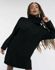 TOPSHOP Womens Size 8-10 Black Turtleneck Sweater Dress Long Sleeves