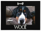 4x6 Woof Dog Bone Black Expressions Wood Photo Frame with Silver Word Attachment
