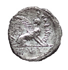 RARER ROMAN REPUBLIC SILVER DENARIUS CARISIA - T Carisius 46BC SPHINX TYPE 3.14g