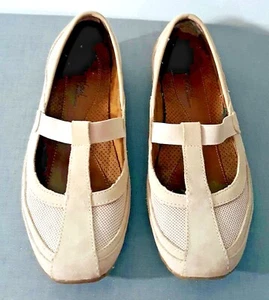 Natural Soul beige Slipper Leder T-Riemen Mary Jane Komfortschuh - 7,5 M - lockere Passform - Bild 1 von 6