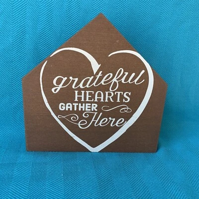 GRATEFUL HEARTS GATHER Saltbox Willow Tree Plaque Wall Art Shelf Sitter ❤️sj10m1 - Image 1 of 4