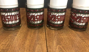 4er Set - Vintage Houze Buntglas JAHRESZEITENGRÜSSE Weihnachtsgläser - Bild 1 von 17