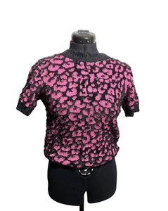 New Look Jumper Women Small Short Sleeves Black Purple Size S - Picture 1 of 10