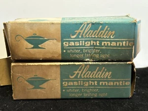 Vintage Aladdin Gaslight Mantle NIB Damaged Box Upright Mantles Set of 2 - Picture 1 of 7