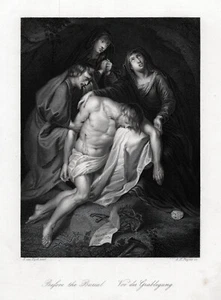 Vor der Grablegung. Originaler Stahlstich; nach van Dycke um 1850 - Picture 1 of 1