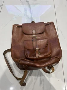 LEATHER BACKPACK Vintage Tan Brown - Picture 1 of 14