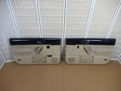 98-10 VW Volkswagen Beetle Left Right ROYAL BLUE TAN CLOTH Power Door Panel SET - Image 1 of 4